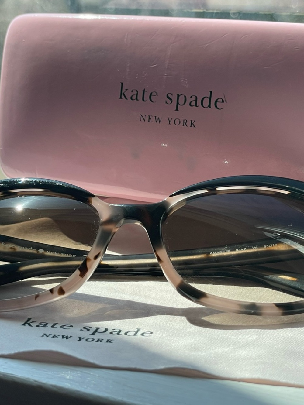 kate spade Tortoiseshell Sunglasses with Pink Case